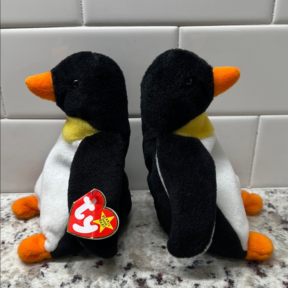 Ty Beanie Baby Penguin Plush Trio - Black, White, Orange - Picture 6 of 10